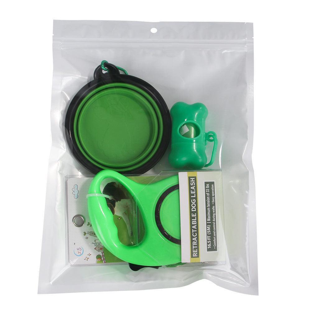 3-in-1-Hundeleine und faltbares Napf-Set