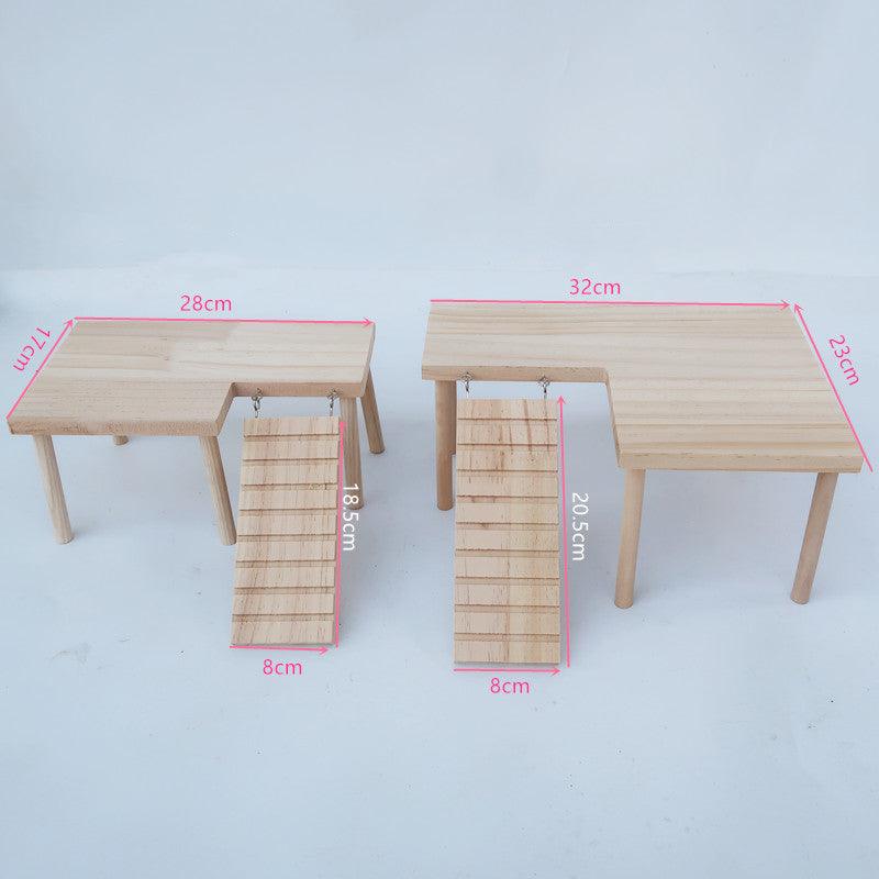 Ensemble de jeu escalier pour hamster en bois massif avec jouets en rondins ours doré