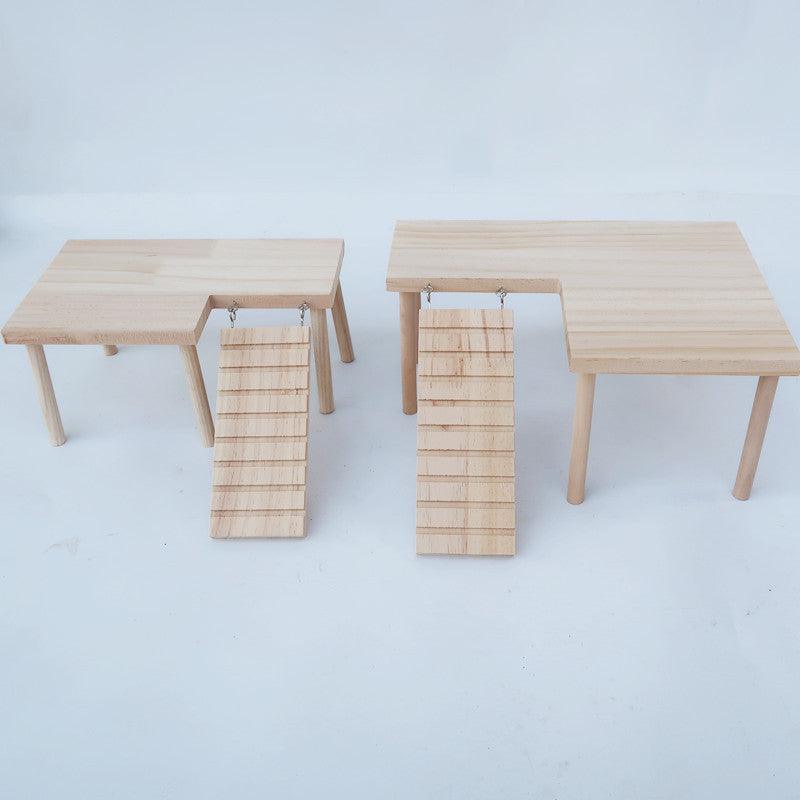 Ensemble de jeu escalier pour hamster en bois massif avec jouets en rondins ours doré