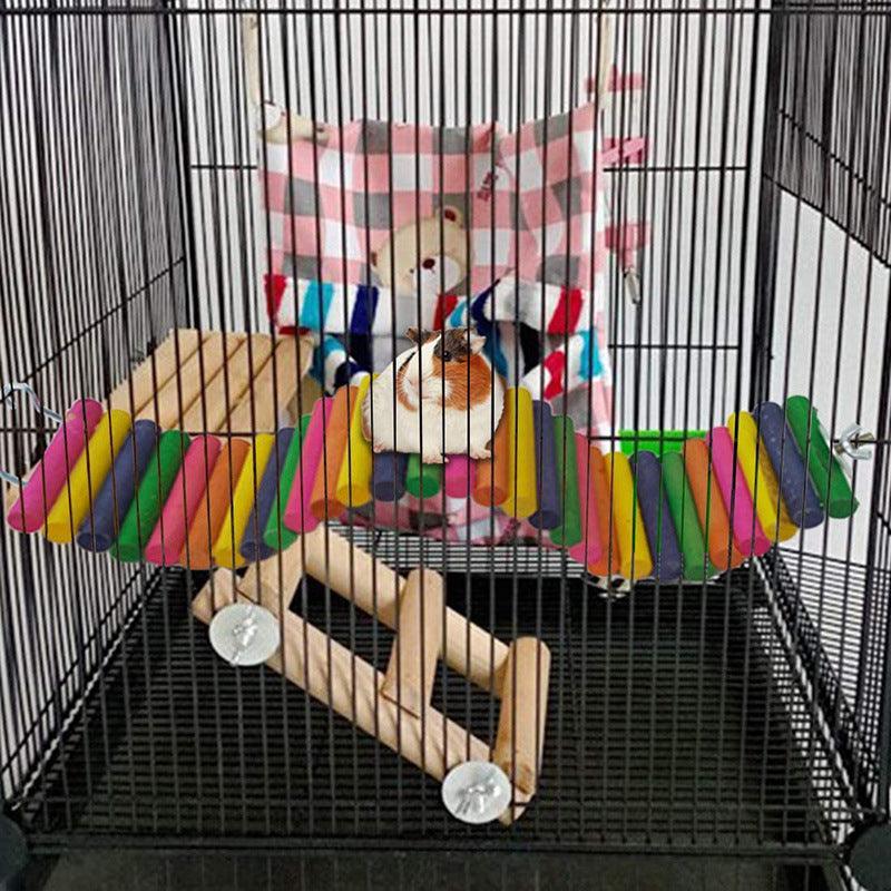 Bunte Kletterleiter aus Holz für Hamster